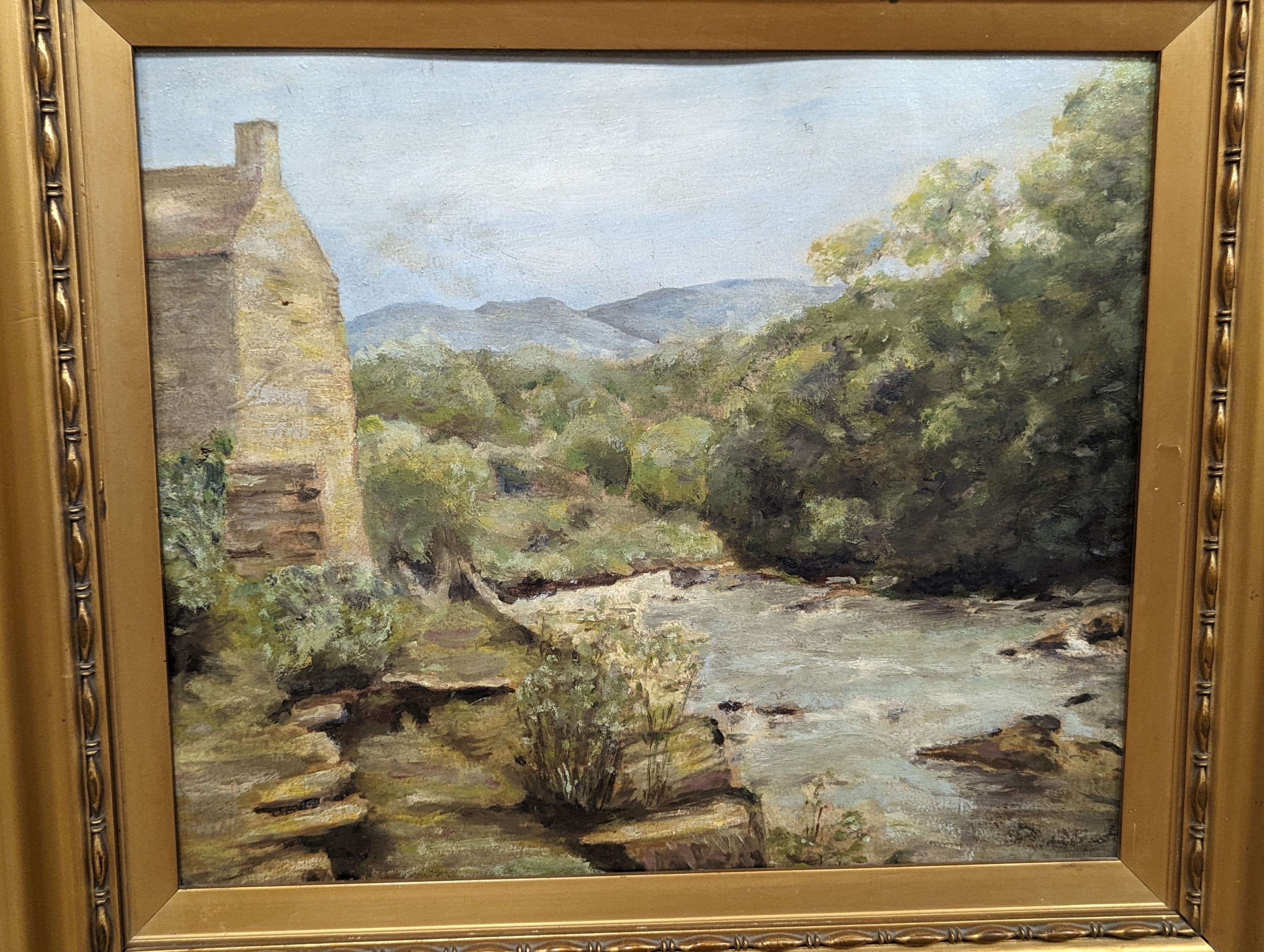 J. Lasson, oil on canvas, Crofters cottages 1903, 30 x 40cm and two other oils